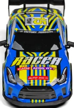 Tec-Toy - Racer R/C Bil Med Lys - 1:18 - 2,4 Ghz - 20 Km/T - Blå Gul
