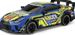 Tec-Toy - Racer R/C Bil Med Lys - 1:18 - 2,4 Ghz - 20 Km/T - Blå Gul