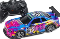 Tec-Toy - Super 87 - Rc Fjernstyret Bil Med Lys - 15 Km/T - Multifarvet