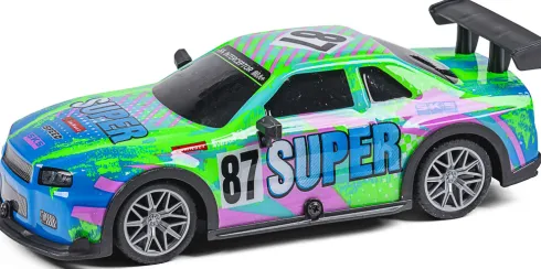 Tec-Toy - Super 87 - Rc Fjernstyret Bil Med Lys - 15 Km/T - Grøn