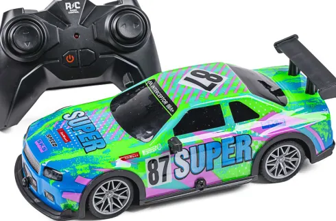 Tec-Toy - Super 87 - Rc Fjernstyret Bil Med Lys - 15 Km/T - Grøn