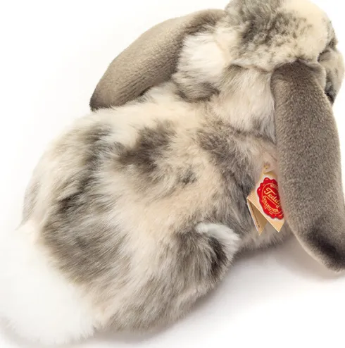 Teddy Hermann - Liggende Kanin Bamse - Grå Hvid - 30 CM