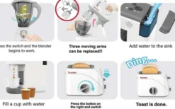 Tegole - Kitchen Set - 4-I-1 Legetøjs Køkkenmaskiner Sæt Med Lyd