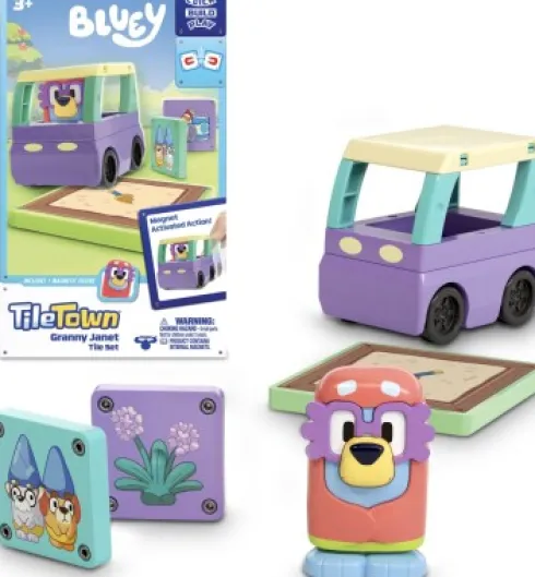Tile Town - Bluey Magnetiske Mini Legesæt - Granny Janet Tile Set