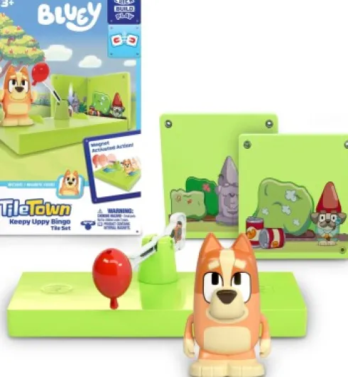 Tile Town -Bluey Magnetiske Mini Legesæt - Keepy Uppy Bingo Tile Set