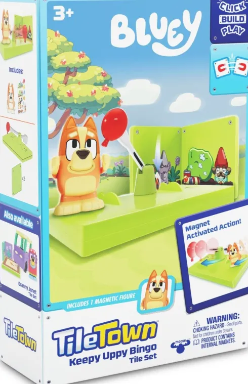 Tile Town -Bluey Magnetiske Mini Legesæt - Keepy Uppy Bingo Tile Set