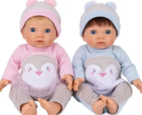 Tiny Treasures - Babytvillingedukker I Pingvin Outfit