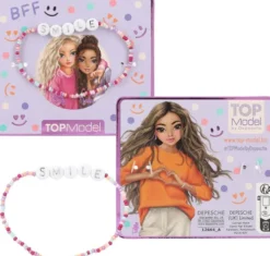 Top Model - Armbånd Med Perler Og Tekst Til Børn - Assorteret
