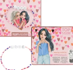 Top Model - Armbånd Med Perler Og Tekst Til Børn - Assorteret