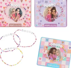 Top Model - Armbånd Med Perler Og Tekst Til Børn - Assorteret