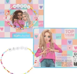 Top Model - Armbånd Med Perler Og Tekst Til Børn - Assorteret