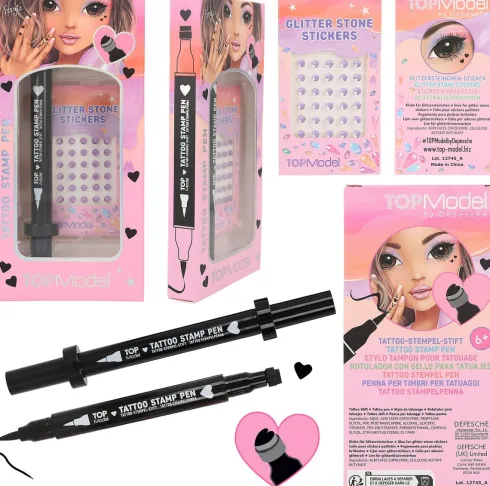 Top Model - Tattoo Pen Med Glitter Sten - Beauty And Me