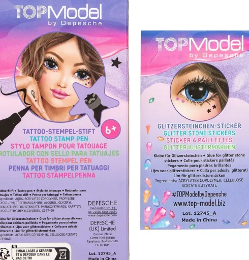 Top Model - Tattoo Pen Med Glitter Sten - Beauty And Me