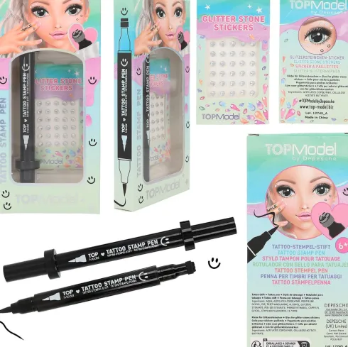 Top Model - Tattoo Pen Med Glitter Sten - Beauty And Me