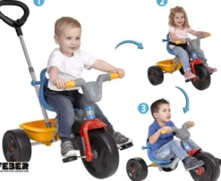 Trehjulet Cykel Med Lad, Sele Og Stang Til Børn - Flerfarvet
