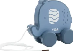 Træk Elefant I Træ - 11 CM - Blå - Viga