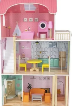 Viga - Big Fancy Doll House - Dukkehus Legesæt I 14 Dele - 44570