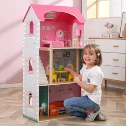 Viga - Big Fancy Doll House - Dukkehus Legesæt I 14 Dele - 44570