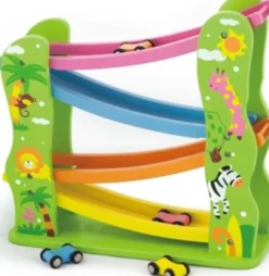 Viga - Car Slider - Bilbane Jungle I Træ Med 4 Biler
