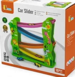 Viga - Car Slider - Bilbane Jungle I Træ Med 4 Biler