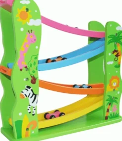 Viga - Car Slider - Bilbane Jungle I Træ Med 4 Biler