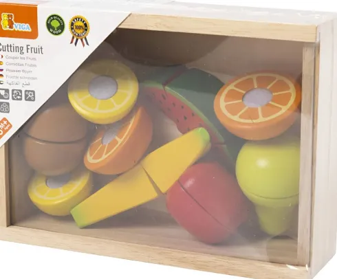 Viga - Legemad I Træ Med Velcro - Frugt Sæt - 9 Stk
