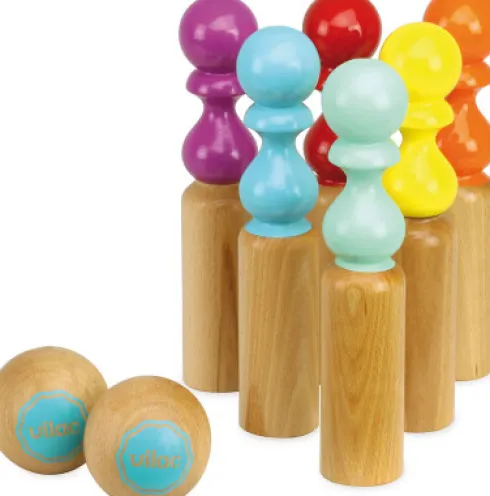 Vilac - Bowling Spil Sæt I Træ - Retro - 6 Kegler Og 2 Kugler