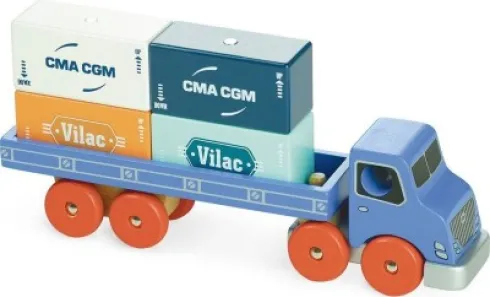 Vilac - City Containerlastbil Legetøj Med Klodser - Træ