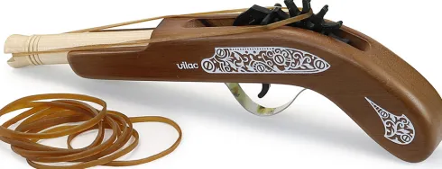 Vilac - Elastikpistol Med 10 Mål - Pirat - Træ