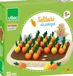 Vilac - Solitaire Spil I Træ - Gartnerens Grøntsager