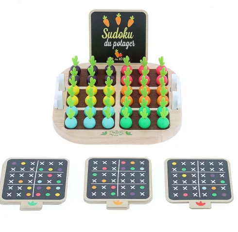 Vilac - Sudoku Brætspil Til Børn - Farver På Grøntsager - Træ
