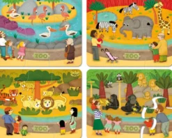 Vilac - Træ Puslespil Til Børn - Dyr I Zoo - 4X6 Brikker