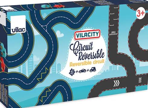 Vilac - Vilacity Racerbane Sæt Med Biler - Vendbar - 42 Dele