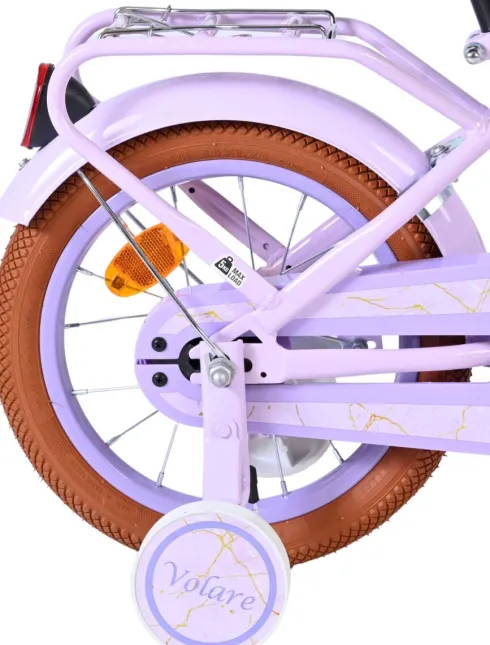 Volare - Ashley 14" Børnecykel - Kurv Og Støttehjul - Lilla Pastel