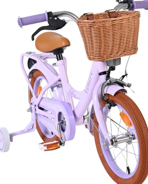 Volare - Ashley 14" Børnecykel - Kurv Og Støttehjul - Lilla Pastel