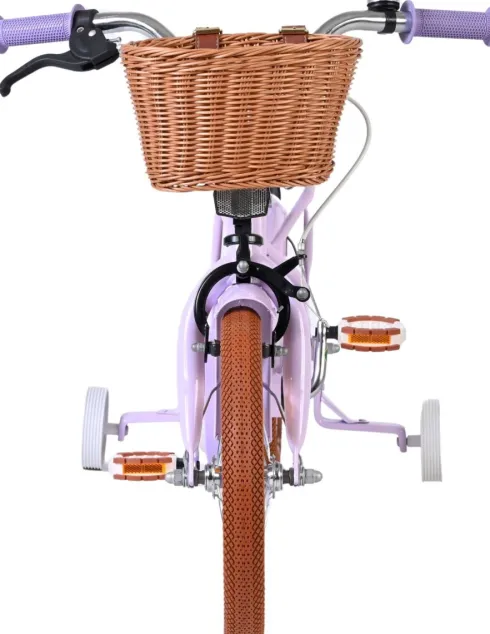 Volare - Ashley 14" Børnecykel - Kurv Og Støttehjul - Lilla Pastel