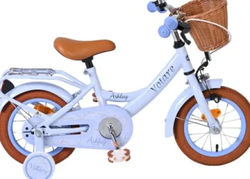 Volare - Ashley 12" Børnecykel - Kurv Og Støttehjul - Pastel Blå
