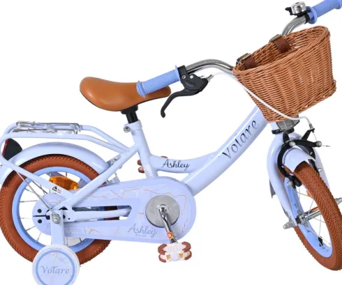 Volare - Ashley 12" Børnecykel - Kurv Og Støttehjul - Pastel Blå