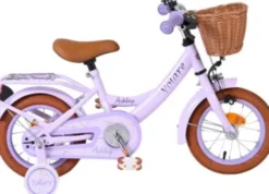 Volare - Ashley 12" Børnecykel - Kurv Og Støttehjul - Pastel Lilla