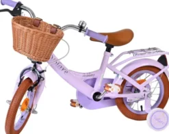 Volare - Ashley 12" Børnecykel - Kurv Og Støttehjul - Pastel Lilla