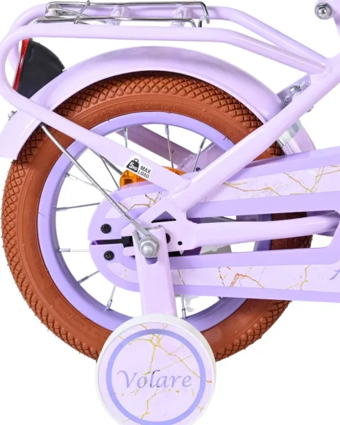 Volare - Ashley 12" Børnecykel - Kurv Og Støttehjul - Pastel Lilla