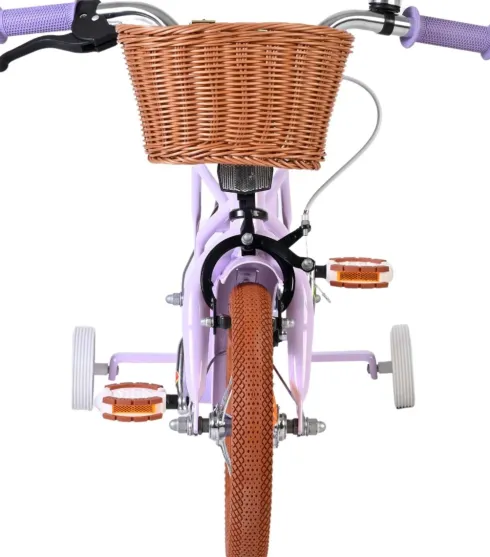 Volare - Ashley 12" Børnecykel - Kurv Og Støttehjul - Pastel Lilla