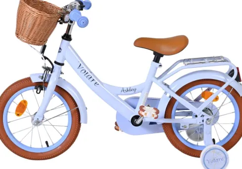 Volare - Ashley 14" Børnecykel - Kurv Og Støttehjul - Blå Pastel