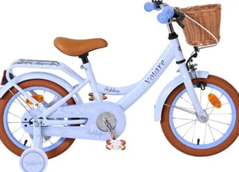 Volare - Ashley 14" Børnecykel - Kurv Og Støttehjul - Blå Pastel