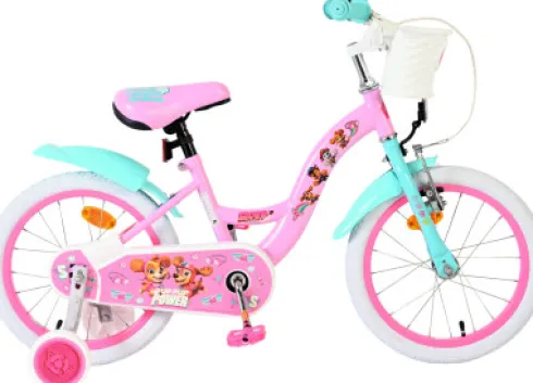 Volare - Paw Patrol Pigerne Cykel - 16" Tommer - Støttehjul Kurv - Pink