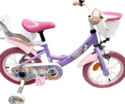 Volare - Unicorn Cykel - 14 Tommer - Støttehjul Kurv Sæde - Lilla