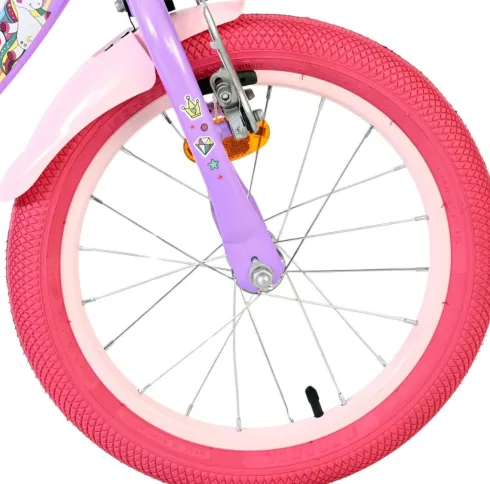 Volare - Unicorn Cykel - 16" Tommer - Støttehjul Kurv Sæde - Lilla