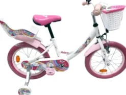 Volare - Unicorn Cykel - 16" Tommer - Støttehjul Kurv Sæde - Hvid