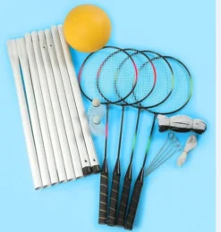 Volleyball Og Badminton Sæt Med Net, Ketcher Og Bold