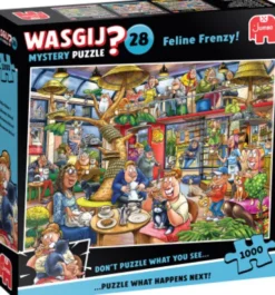 Wasgij - Mystery 28 Puslespil - Feline Frenzy! - 1000 Brikker
